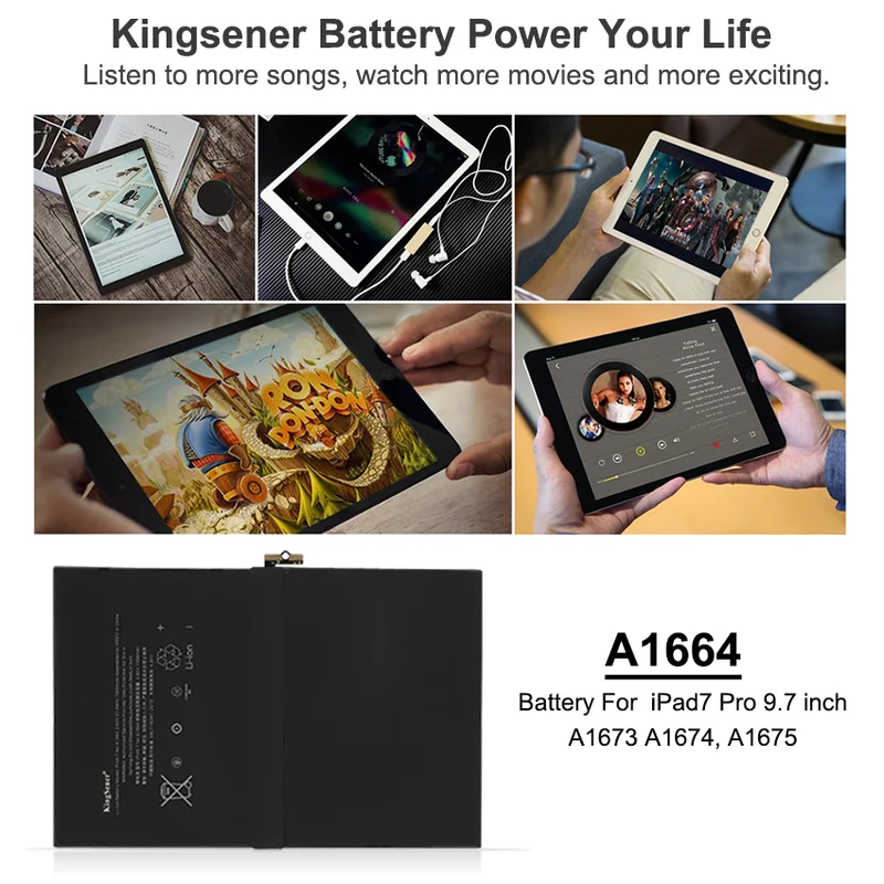A1664 Replacement Battery For Apple iPad7 Pro 9.7 inch A1673 A1674 A1675 7306mAh