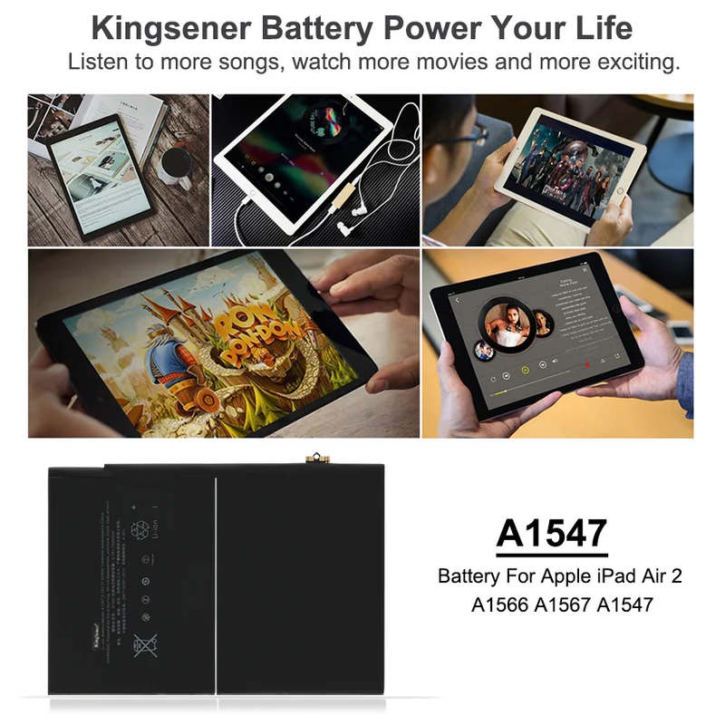 A1547 Replacement Battery For Apple iPad Air 2 A1566 A1567 3.76V 7340mAh