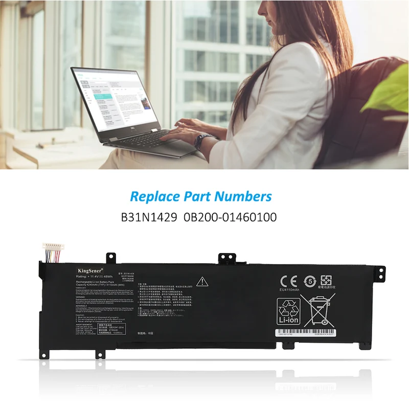 B31N1429 Battery for ASUS ZenBook UX305 VivoBook A501 K501 — 11.4V 48Wh