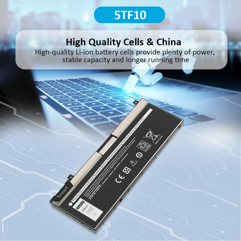 5TF10 Battery for Dell P34E P34E001 P34E002 Notebook 7.6V 64Wh