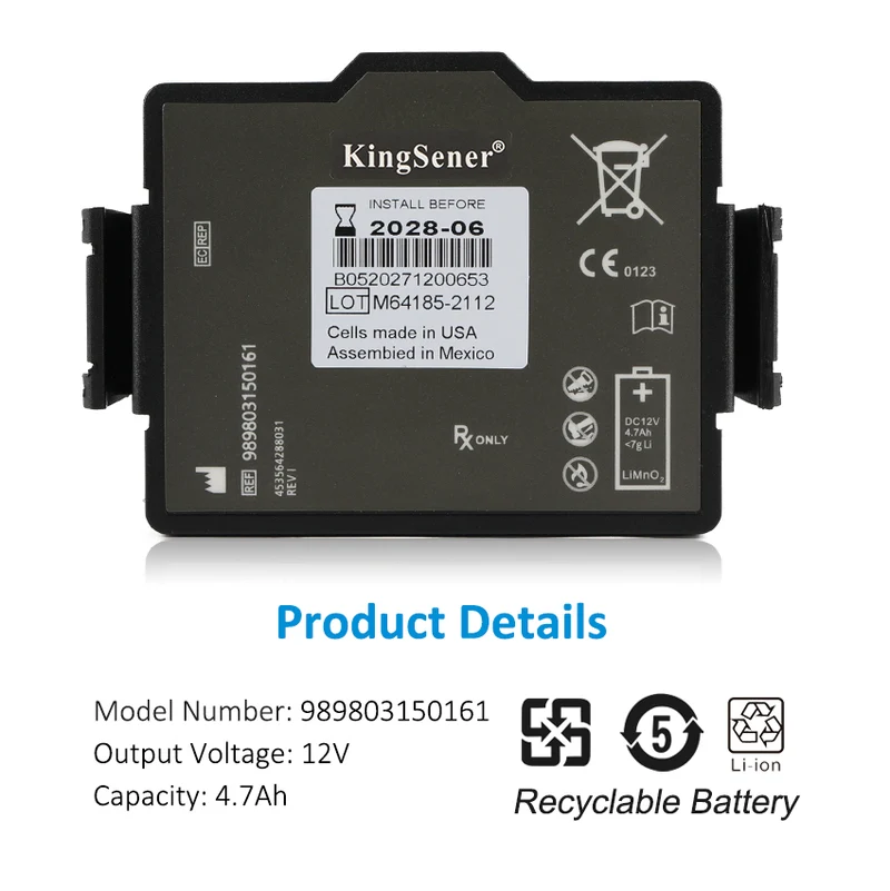 989803150161 AED Battery for Philips HeartStart FR3 12V 4.7Ah