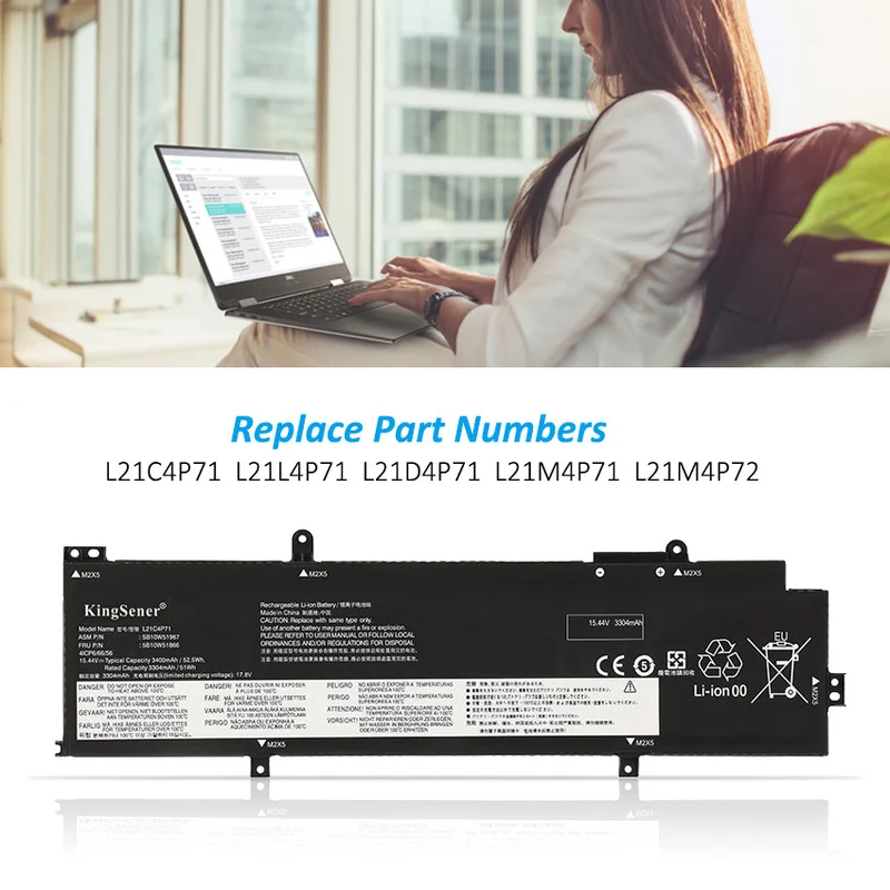L21D4P71 L21L4P71 Battery for Lenovo ThinkPad P14s Gen 3 2022 Workstation