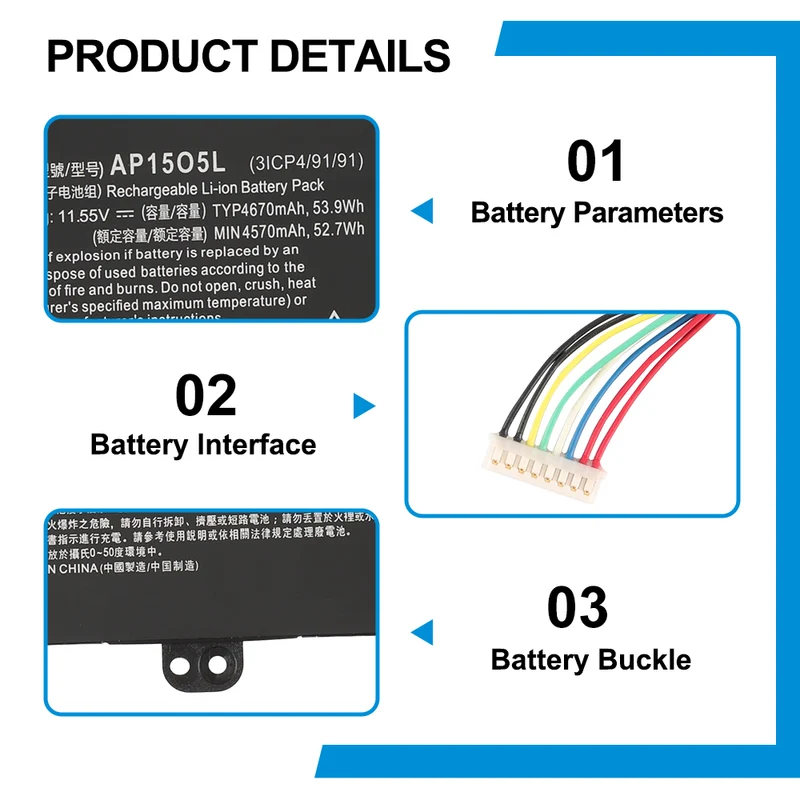 AP15O5L Battery for Acer Aspire S13 S5-371 11.55V 53.9Wh