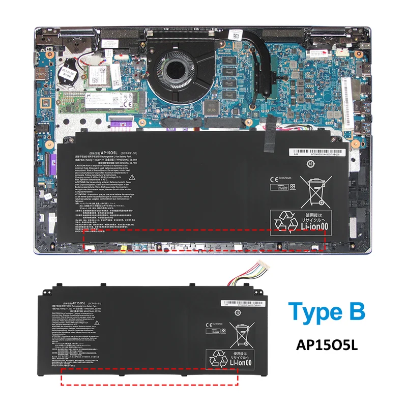 AP15O5L Battery for Acer Aspire S13 S5-371 11.55V 53.9Wh