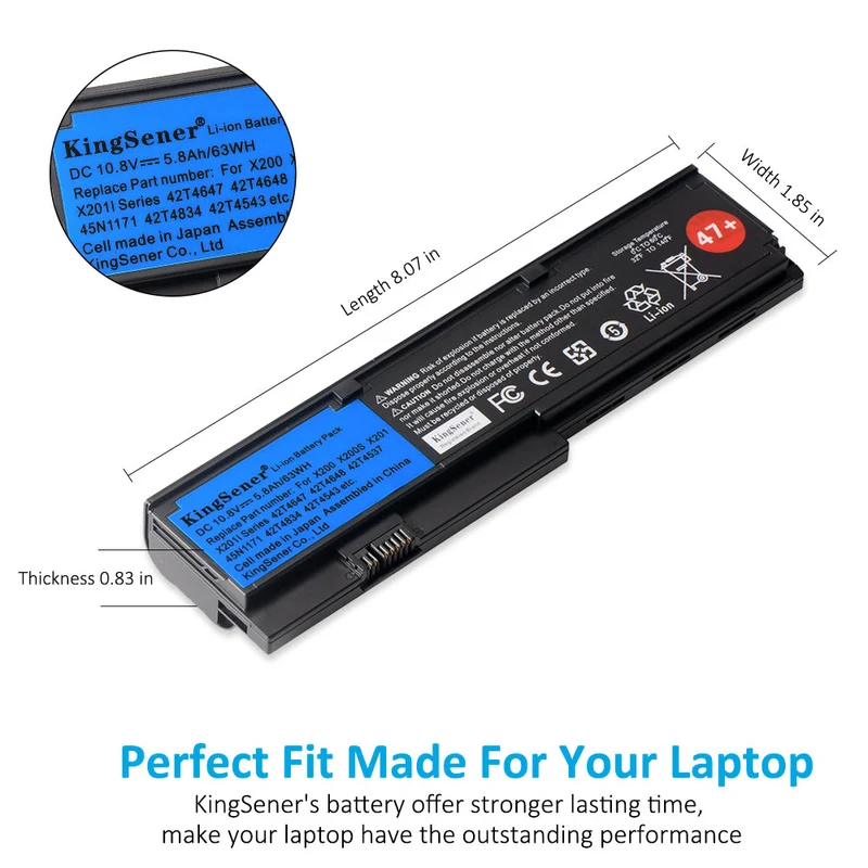 Lenovo ThinkPad X200 X200S X201 X201I Battery 42T4834 63Wh