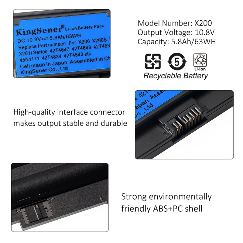 Lenovo ThinkPad X200 X200S X201 X201I Battery 42T4834 63Wh