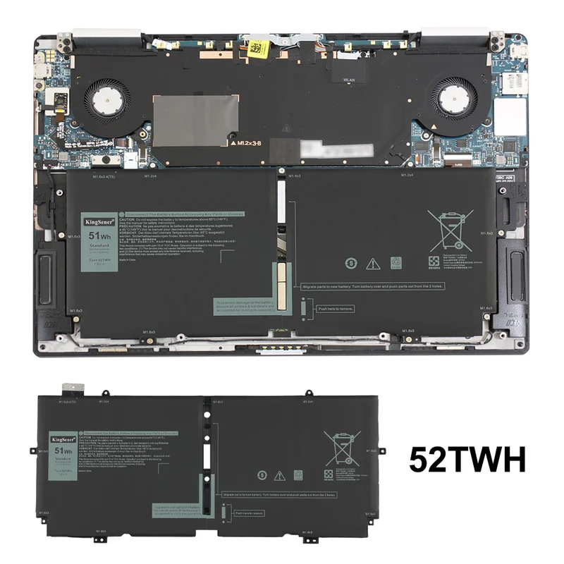 52TWH Battery for Dell XPS 13 7390 2-in-1 P103G 51Wh
