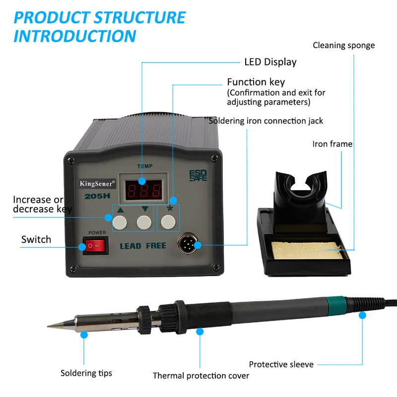 150W 220V Constant Temperature Soldering Iron Kit 205H