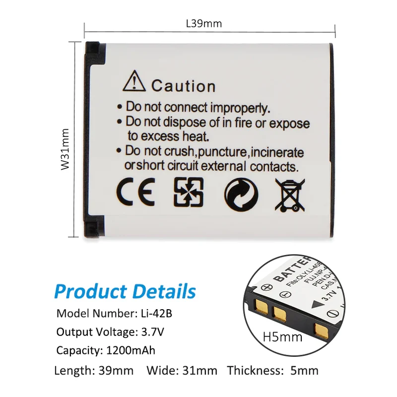 LI-40B Battery for Olympus FE-230 FE-240 FE-250 Camera