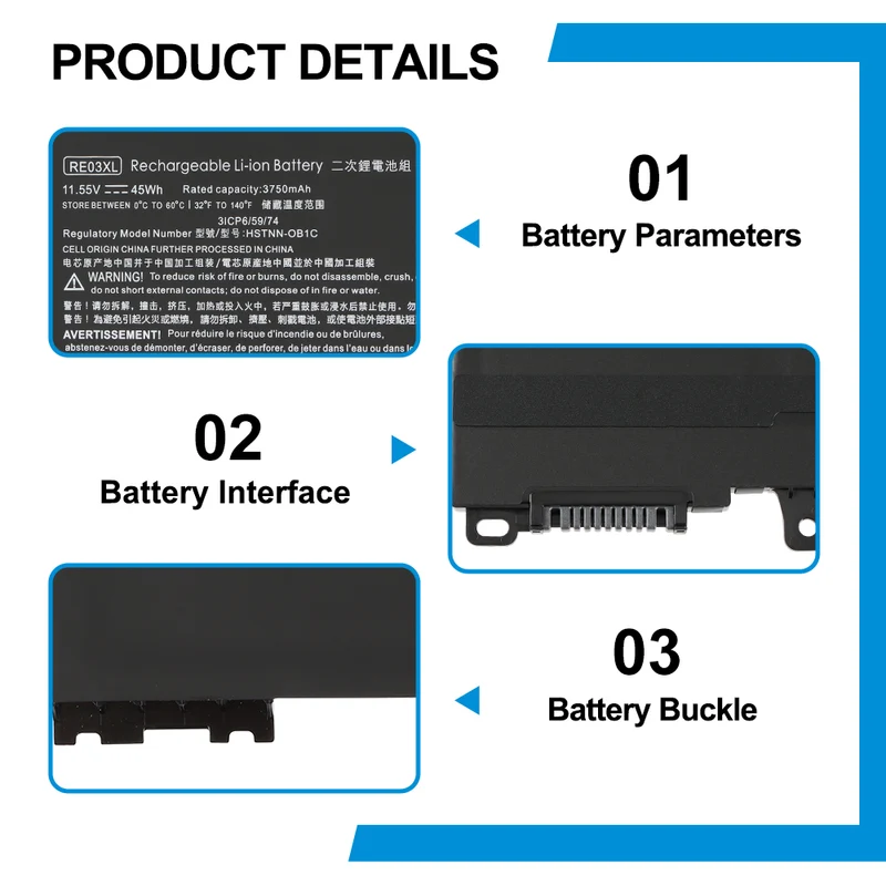 RE03XL Battery for HP ProBook 430 440 445 450 455 G6 G7