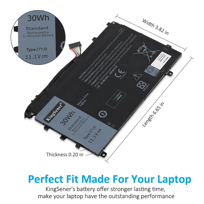 271J9 Battery for Dell Latitude 13 7000 7350 GWV47 YX81V 30Wh