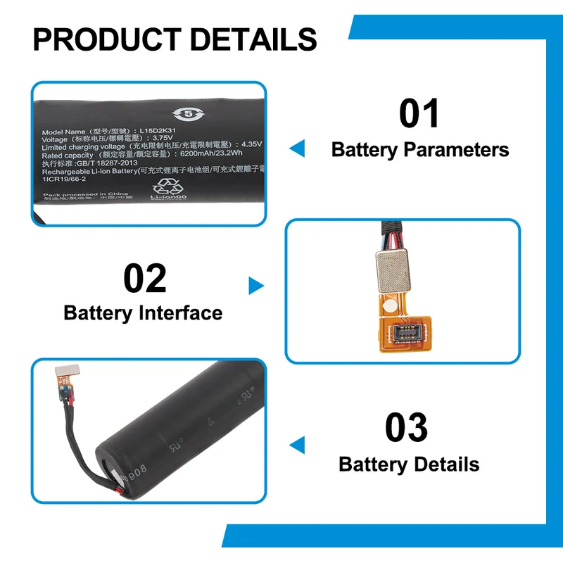 L15D2K31 Battery for Lenovo Yoga Tab3 YT3-850 6200mAh