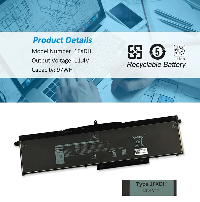 1FXDH Battery for Dell Precision 3541 3551 Latitude 15 97Wh
