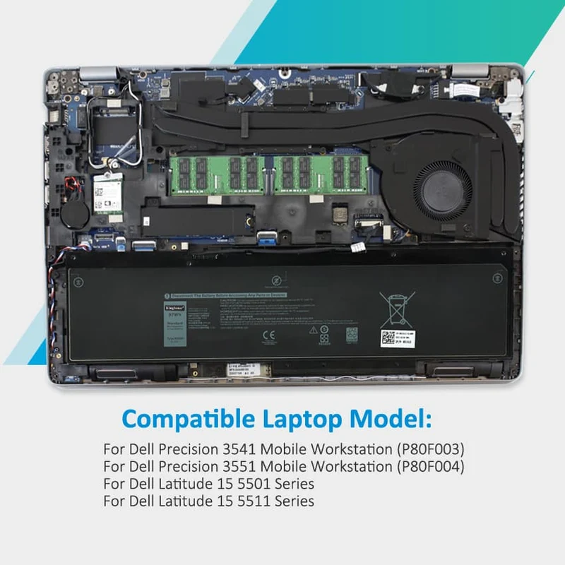 1FXDH Battery for Dell Precision 3541 3551 Latitude 15 97Wh
