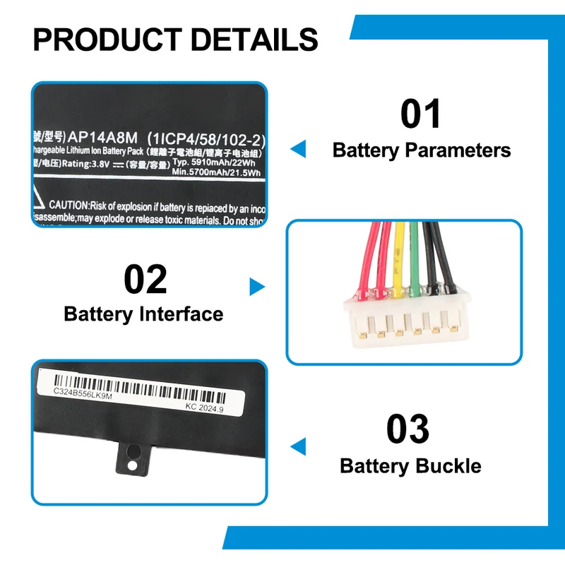 AP14A8M Battery for Acer Iconia Tab 10 A3-A20 SW5-012 22Wh