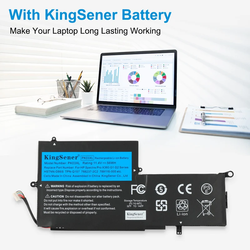 PK03XL Replacement Battery for HP Spectre Pro x360 13 G1 G2 — 11.4V 56Wh