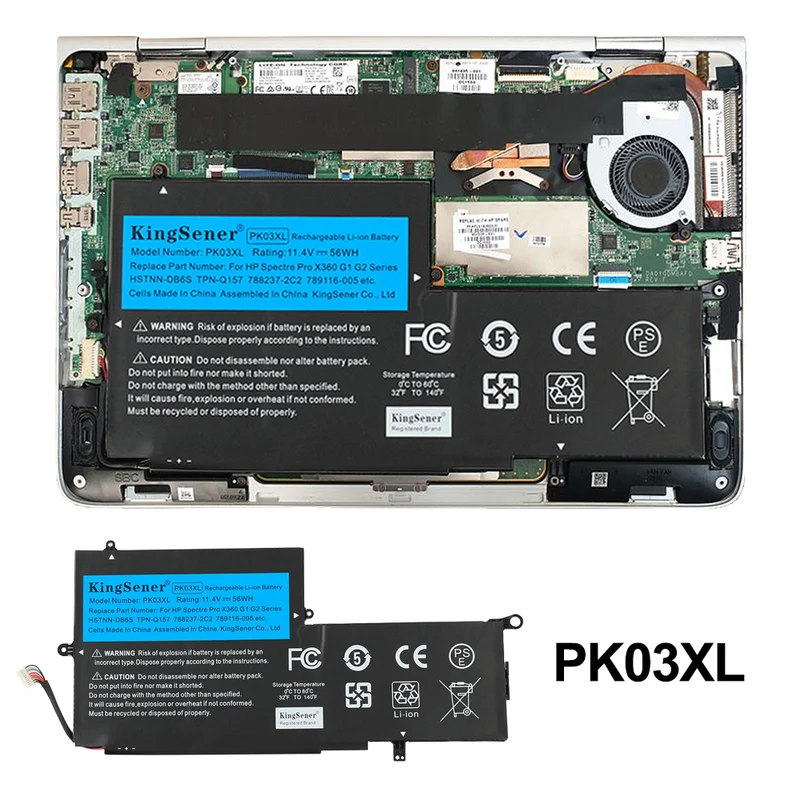 PK03XL Replacement Battery for HP Spectre Pro x360 13 G1 G2 — 11.4V 56Wh
