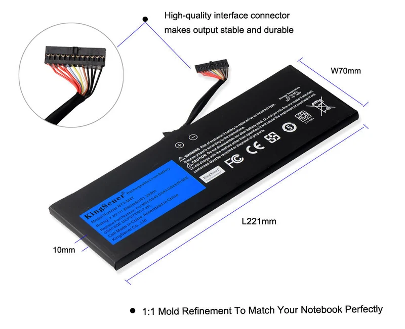 BTY-M47 Laptop Battery For MSI GS40 6QD 6QE GS43 GS43VR 7RE 6RE MS-14A1