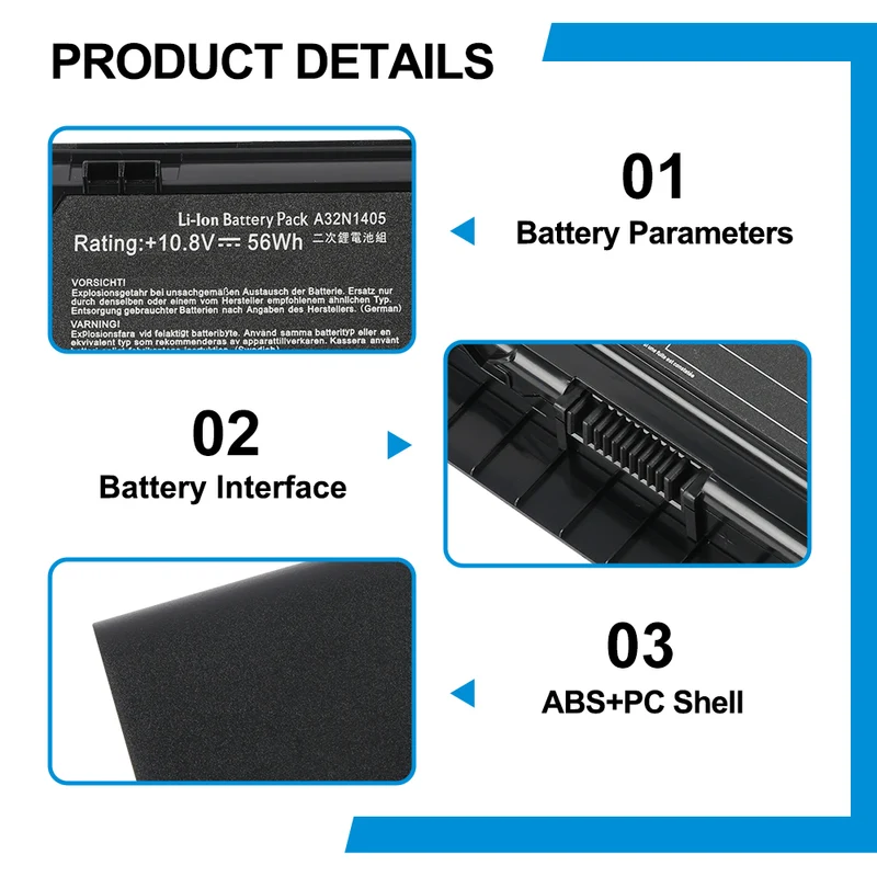 A32N1405 Replacement Battery for ASUS N551 ROG G551 G771 10.8V 56Wh