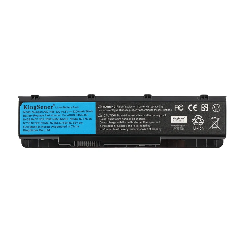 A32-N55 Laptop Battery for ASUS N45 N55 N75 Series — 10.8V 56Wh 5200mAh
