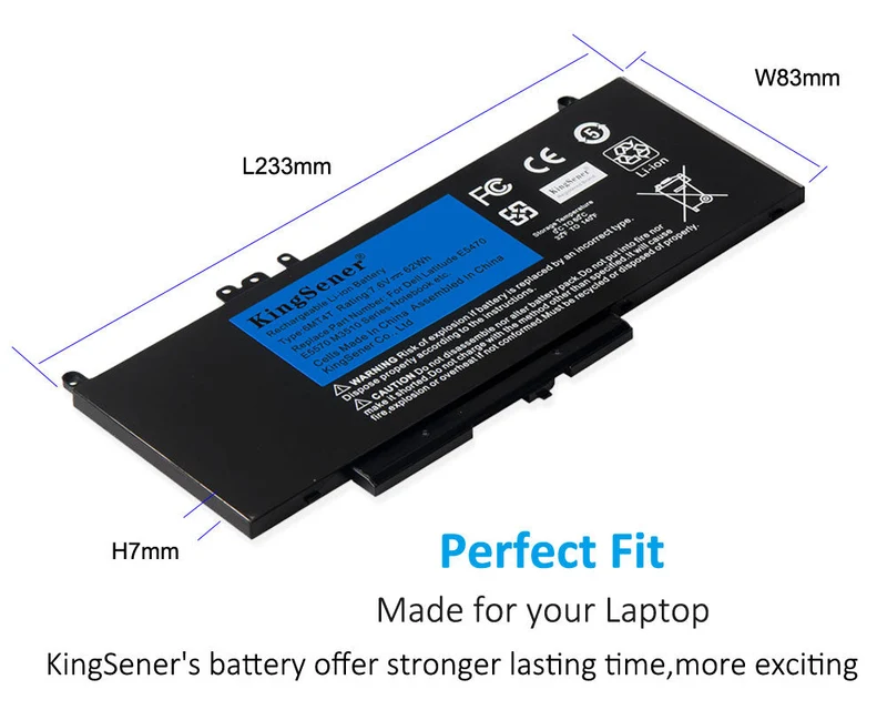 Dell Latitude E5470 E5570 Precision M3510 Battery Replacement 6MT4T 62Wh