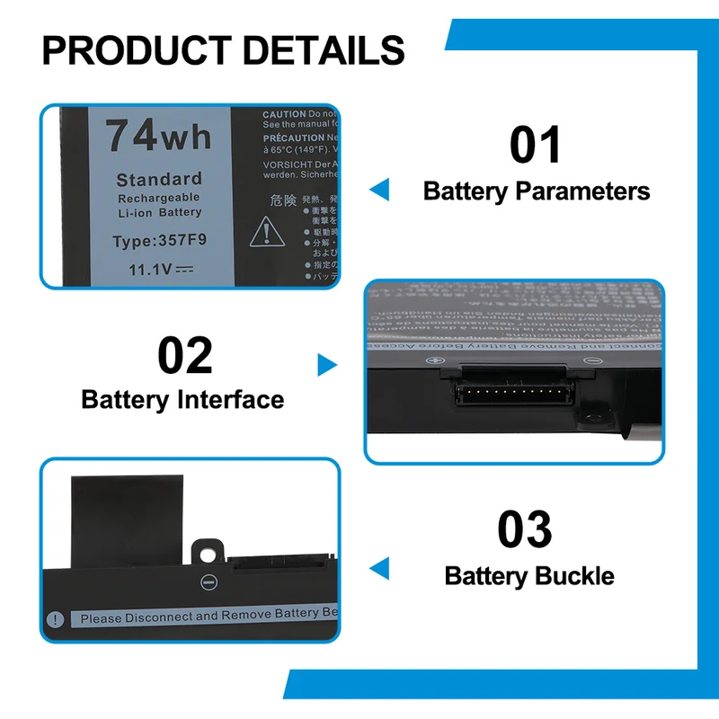 357F9 Battery for Dell Inspiron 15 7000 Gaming (7559 7567) — 11.1V 74Wh