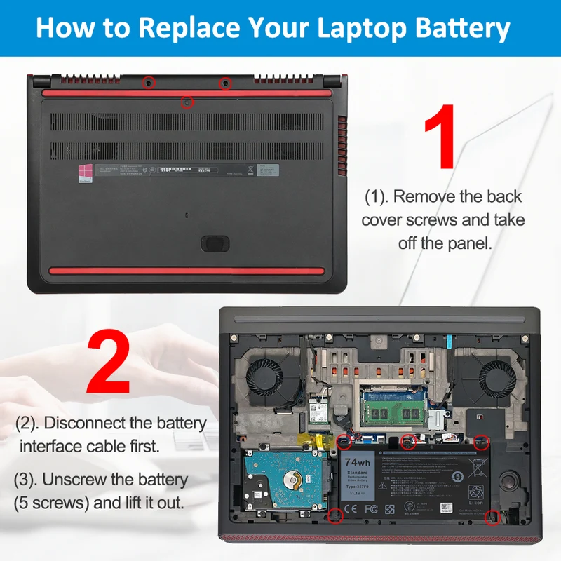 357F9 Battery for Dell Inspiron 15 7000 Gaming (7559 7567) — 11.1V 74Wh