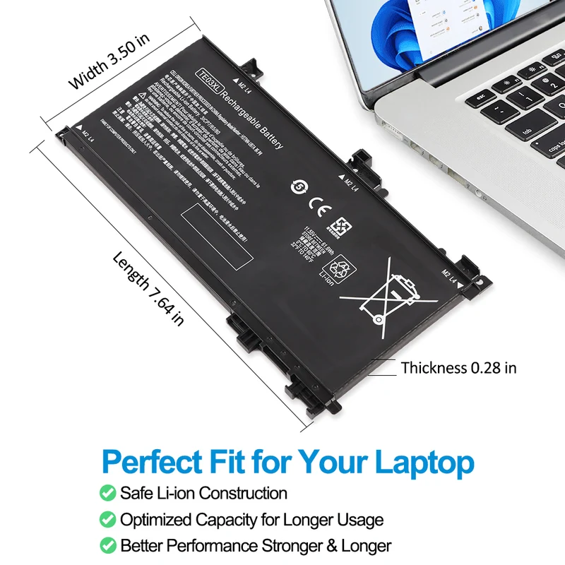HP Omen 15-AX series Pavilion 15-BC Battery Replacement TE03XL 11.55V 61.6Wh