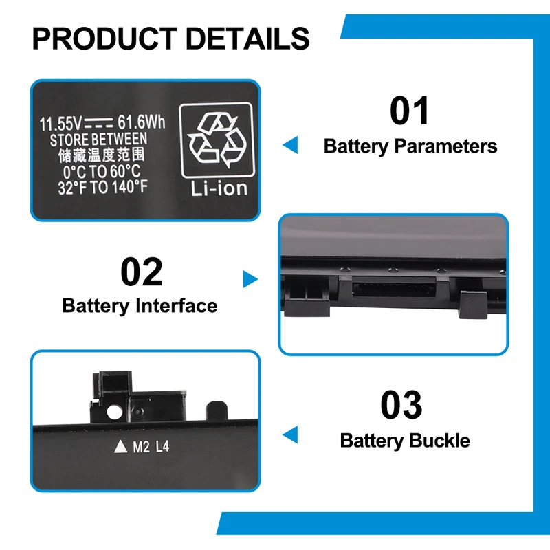 HP Omen 15-AX series Pavilion 15-BC Battery Replacement TE03XL 11.55V 61.6Wh