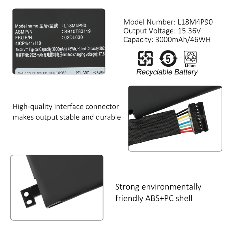 L18M4P90 Laptop Battery for Lenovo ThinkPad L13 Yoga & L13 Yoga Gen 2 — 15.36V 46Wh