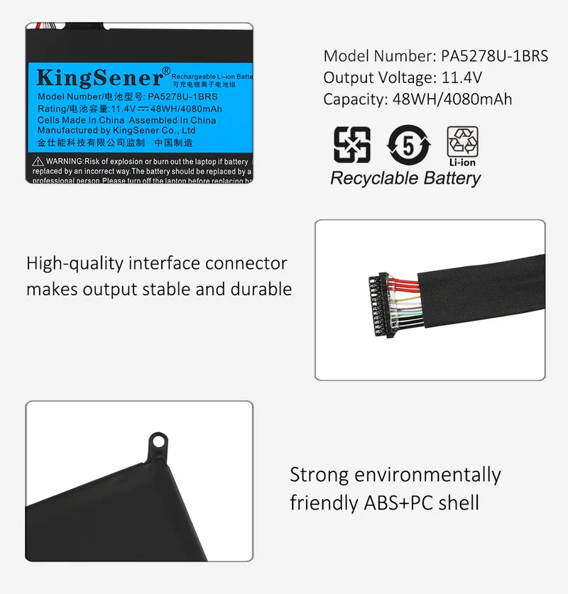 PA5278U-1BRS Laptop Battery for Toshiba Portégé X30 X30-D Tecra X40 X40-D — 11.4V 48Wh