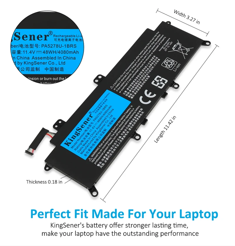 PA5278U-1BRS Laptop Battery for Toshiba Portégé X30 X30-D Tecra X40 X40-D — 11.4V 48Wh