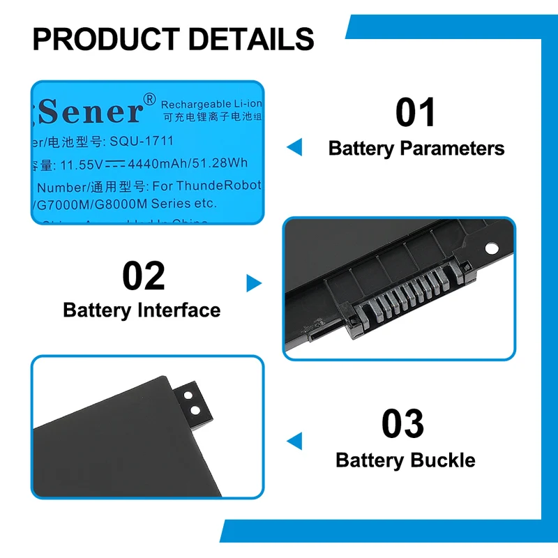 SQU-1711 Laptop Battery For ThundeRobot 911 Air 911ME 911MT 911S G7000M G8000M SQU-1718 | KingSener