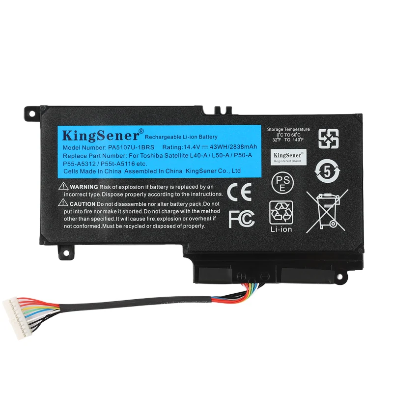 PA5107U / PA5107U-1BRS Battery for Toshiba Satellite L45 L45D L50 S55 P55 L55 L55T P50 P50-A — 14.4V 43Wh 2838mAh