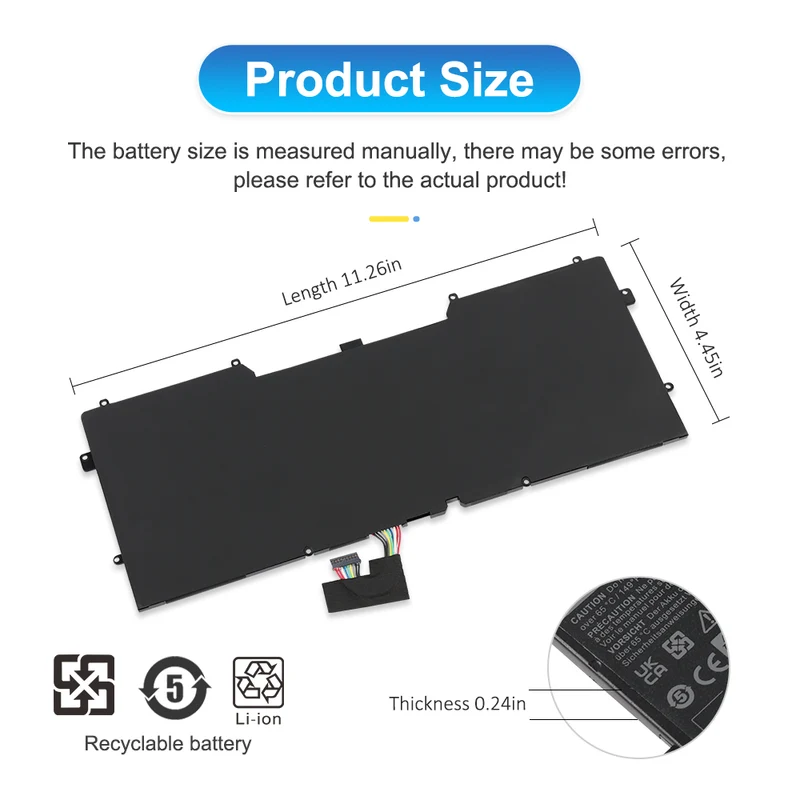 C4K9V Laptop Battery For DELL Y9N00 XPS13-L321X L322X XPS12-L221X 9Q23 9Q33 9333 3H76R 489XN 7.4V 55Wh | US Stock