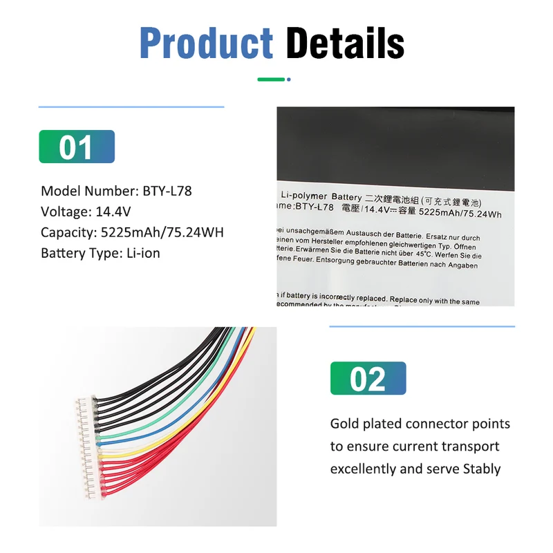 BTY-L78 Laptop Battery For MSI GT62 GT62VR GT80S GT73 GT73VR GT83 GT83VR GT75 GT75VR MS-1812 MS-1814 5225mAh | US Stock