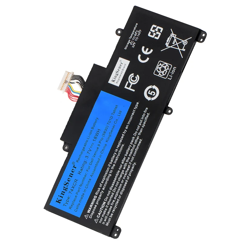 74XCR / 074XCR Battery Replacement for Dell Venue 8 Pro 5830 T01D VXGP6 X1M2Y Tablet — 3.7V 18Wh