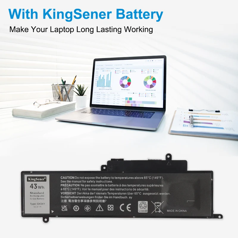 GK5KY Laptop Battery Replacement For Dell Inspiron 11 3147 3148 3152 3157 Inspiron 13 7347 7348 7352 7359 Inspiron 15 7558 P55F001 7568 P20T 04K8YH 92NCT 11.1V 43WH | KingSener