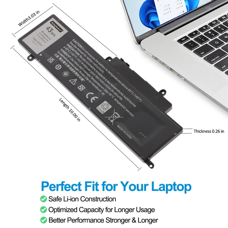 GK5KY Laptop Battery Replacement For Dell Inspiron 11 3147 3148 3152 3157 Inspiron 13 7347 7348 7352 7359 Inspiron 15 7558 P55F001 7568 P20T 04K8YH 92NCT 11.1V 43WH | KingSener