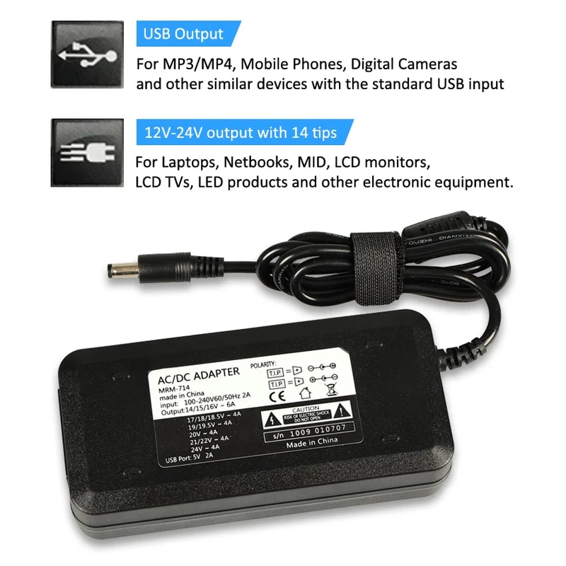120W Multi-function Universal Power Adapter with 15 DC Tips