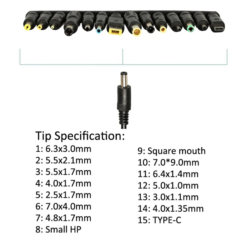 120W Multi-function Universal Power Adapter with 15 DC Tips
