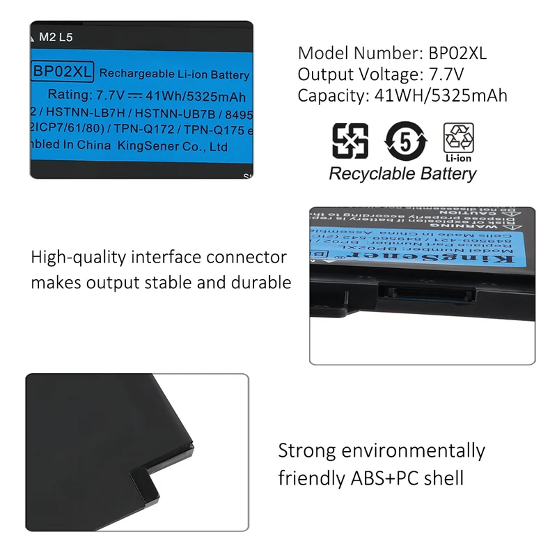 BP02XL Replacement Battery for HP Pavilion 15 15-AU 15-AW — 7.7V 41Wh