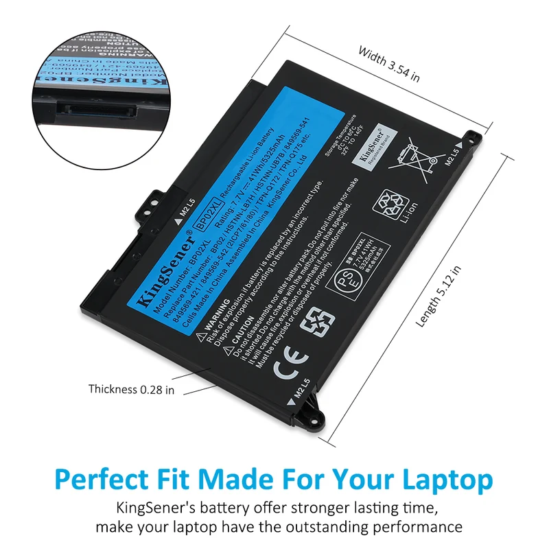 BP02XL Replacement Battery for HP Pavilion 15 15-AU 15-AW — 7.7V 41Wh