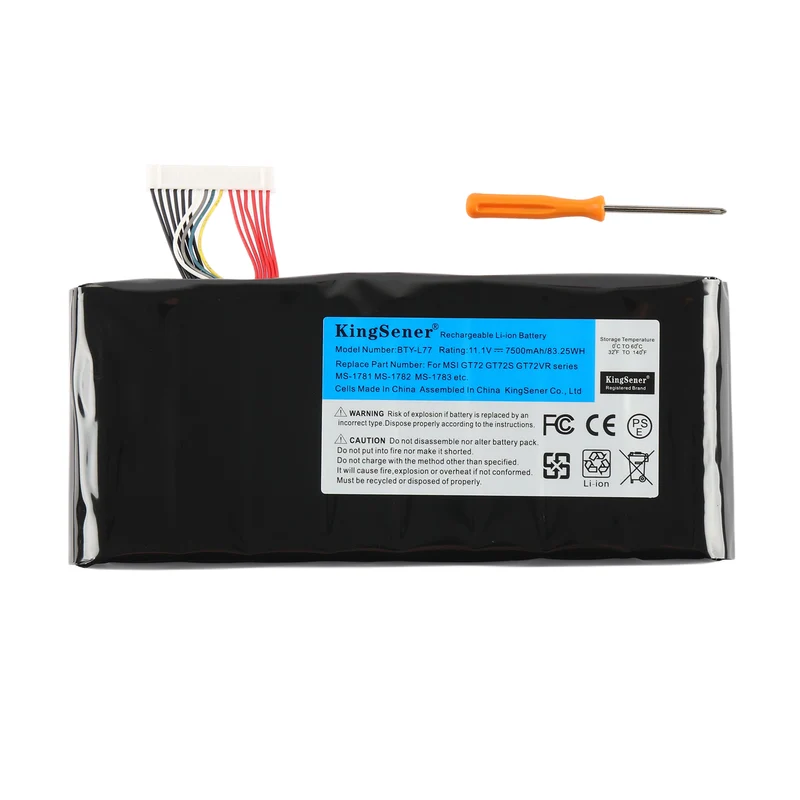 BTY-L77 Battery for MSI GT72 GT72S GT72VR GT80 WT72 MS-1781 — 11.1V 83.25Wh