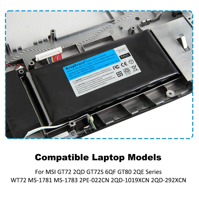 BTY-L77 Battery for MSI GT72 GT72S GT72VR GT80 WT72 MS-1781 — 11.1V 83.25Wh