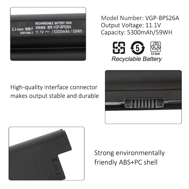VGP-BPS26 Battery for Sony VAIO SVE14 VPC-CA 5200mAh 59Wh