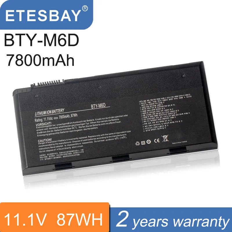 BTY-M6D Battery for MSI GT60 GT70 GT660 GX780 Laptop
