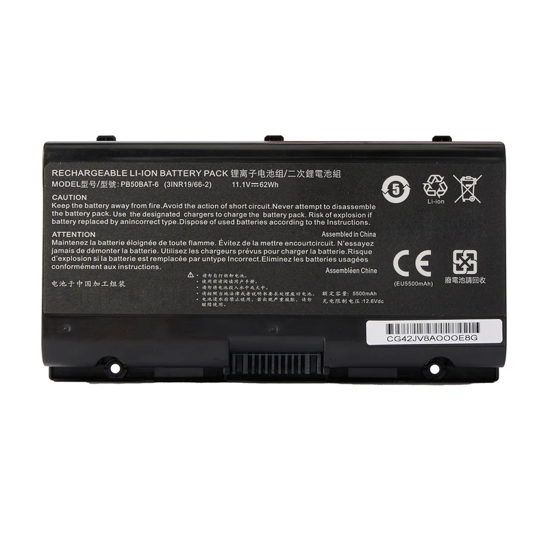 PB50BAT-6 Battery for Clevo PB51RF PB70EF PB71EF 62Wh