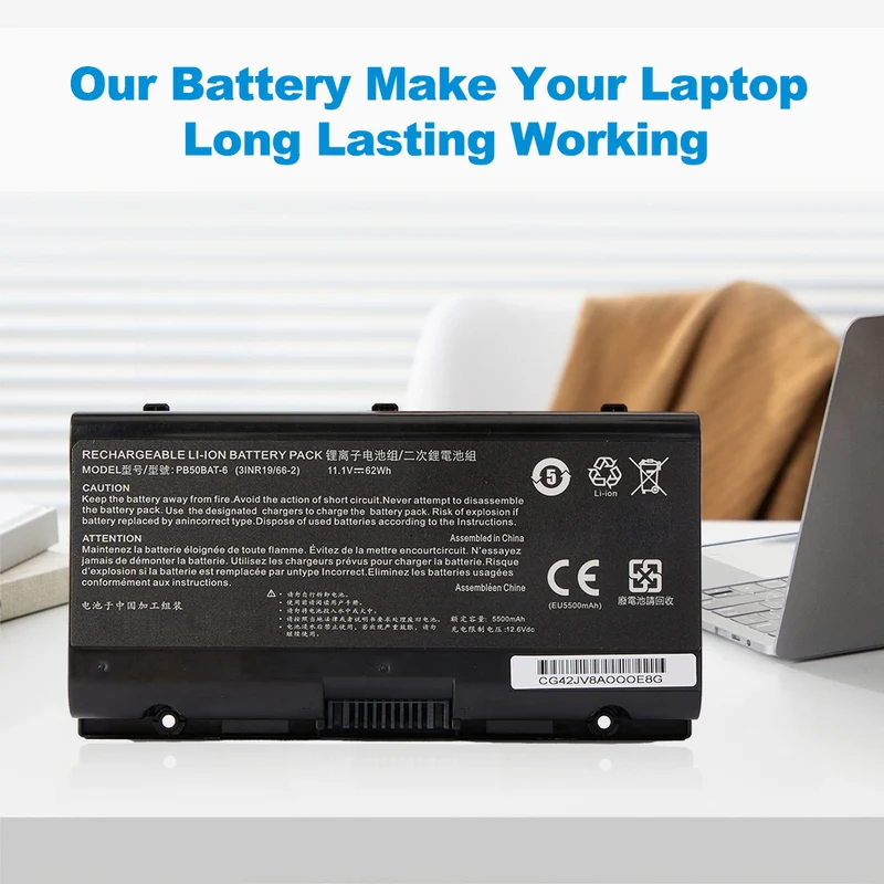 PB50BAT-6 Battery for Clevo PB51RF PB70EF PB71EF 62Wh