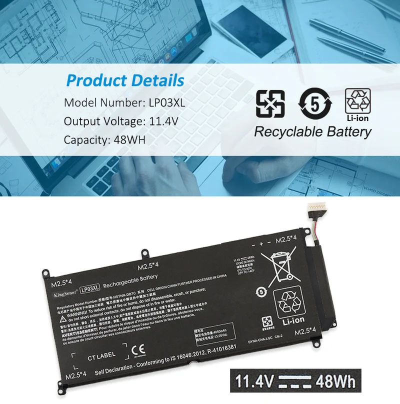 LP03XL Battery for HP Envy 14-J 15-AE M6-P 48Wh 11.4V